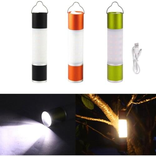 USB Rechargeable Hanging Flashlight Aluminum Alloy Waterproof Zoomable LED Torch Night Light Portable Outdoor Camping Tent Lamp
