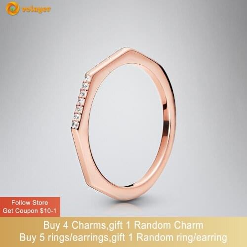 Volayer 925 Sterling Silver Rings Rose Multifaceted Rings Original 925 Silver Womens Rings Engagement Rings for Women Jewelry