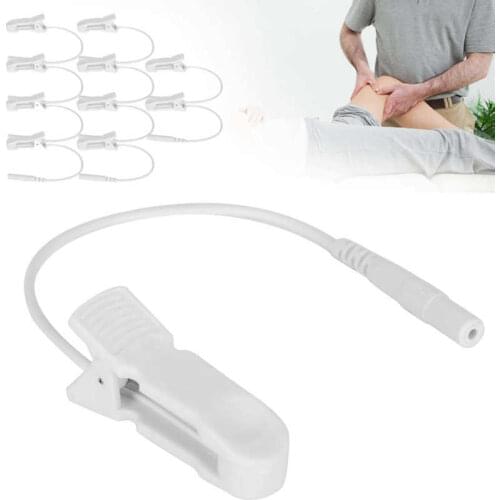 10pcs 2.0mm Ear Clip Electrode Wire Connecting Cable for Digital TENS Massage Machine Relief Pain Healths Care Equipment