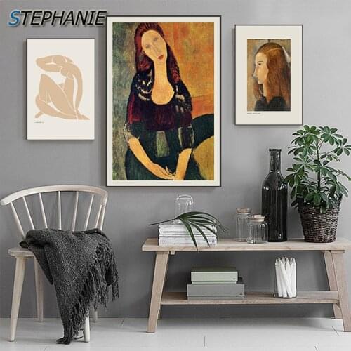 Famous Abstract Modigliani Figure Canvas Painting Matisse Naked Woman Poster Picasso Wall Art Picture Living Room tableaux salon