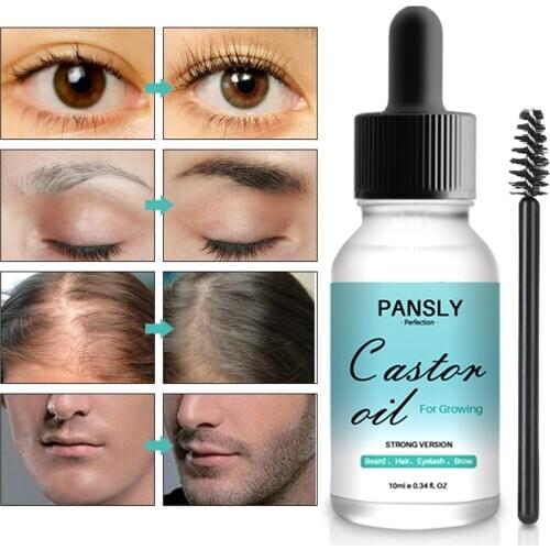 10ml Hair Repair Treatment Liquid 100% Pure Castor Oil Hair Essence Eyebrow Growth Thicker Hair Growth Essential Oil Growth