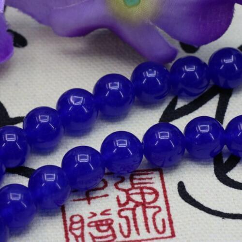 10mm Blue chalcedony loose bead round shape DIY stone suitable fashion jewelry making design exquisite gift 15"