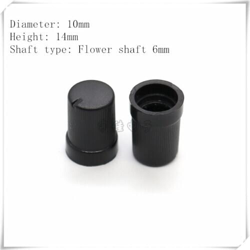 10 Piece 10mm*14mm black pattern plastic knob cap potentiometer encoder knob suitable for flower shaft 6mm