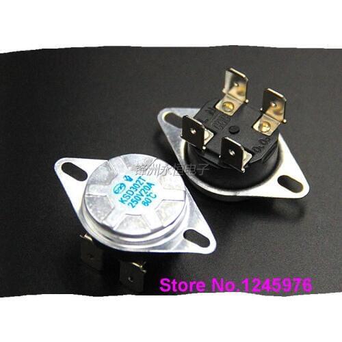 10pcs Electric water heater thermostat KSD302X/T 250V20A anti dry four circular temperature control switch 60 C KSD302X/T