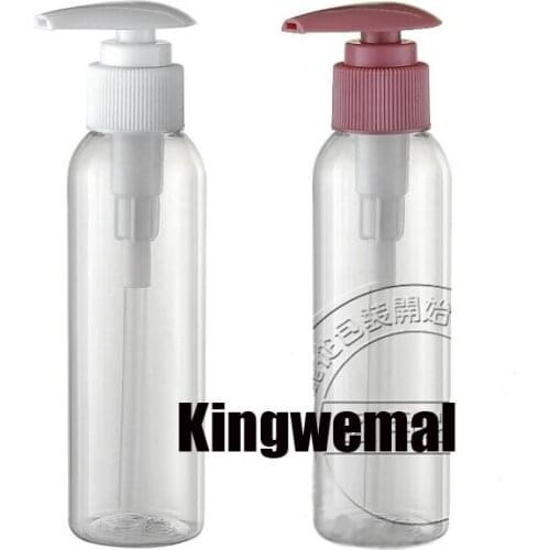 300pcs/lot wholesale 150ml Transparent Empty Plastic Bottles Container with Lotion Pump, Round Shoulder Cosmetic Packaging