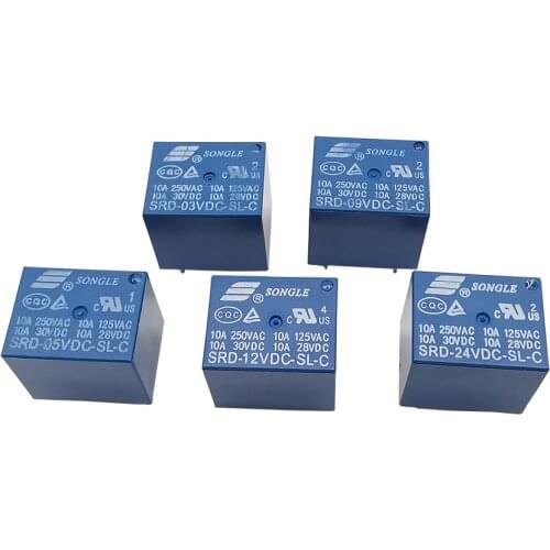 5Pcs/lot 5Pin Relay 3V 5V 9V 12V 24V DC Relays Relais SRD-03VDC-SL-C SRD-05VDC-SL-C SRD-09VDC-SL-C SRD-12VDC-SL-C SRD-24VDC-SL-C