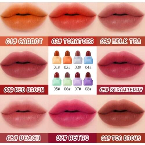 DEROL 8pc Candy Matte Lipstick Comestic Long Lasting Lip Glaze Not Easy Stain Cup Velvet Matte Lip Gloss Lovely Lip Makeup TSLM2