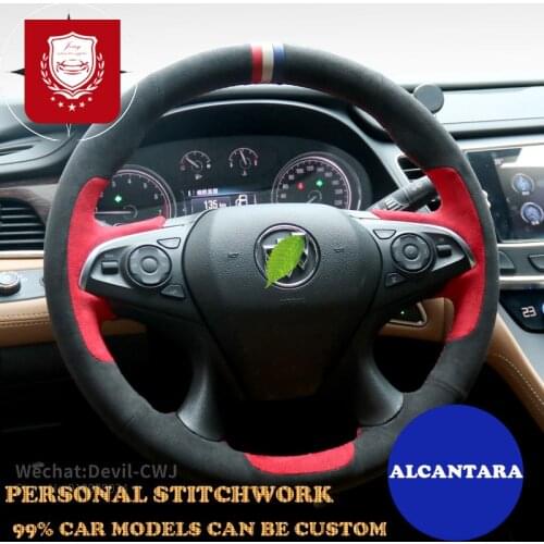 Alcantara Car Steering Wheel Cover for Buick Regal Excelle Encore Opel Astra Hand Sewing Personal Embroidery car accessories