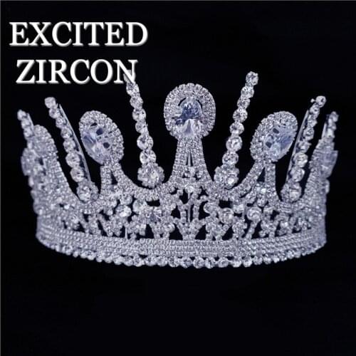 Noble Luxury Zircon Princess Headdress Crown Fashion Shining Crystal Bride Bridesmaid wedding Crown Hair Jewelry Gifts