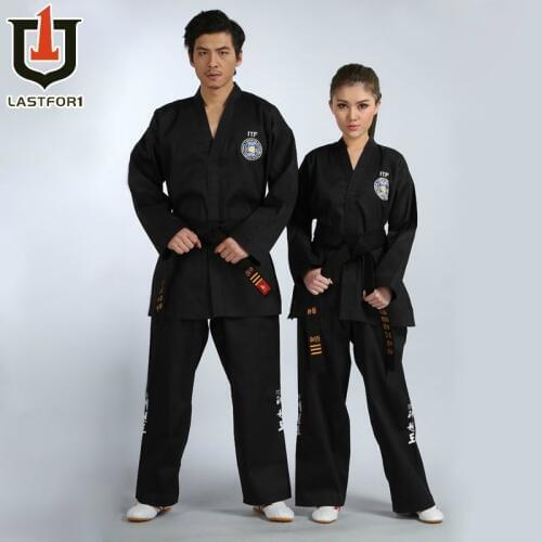 Black full embroidery itf taekwondo uniform beautiful clothes karate uniform
