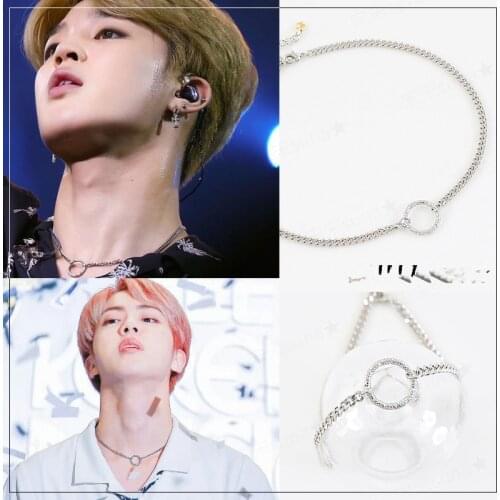 KPOP Simple Necklace Round Pendant Choker Necklace Men Women Minimalism Jewelry Collier Bangtan Boys Jimin Jin Lisa Accessory