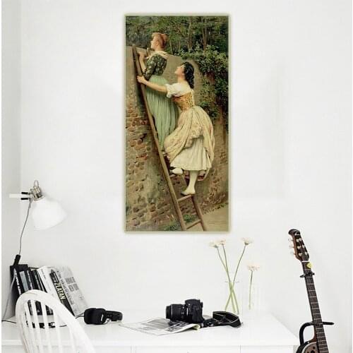 Citon Eugene de Blaas《Curiosity,1892》Canvas Oil Painting Artwork Poster Picture Wall Hanging Decor Home Living Room Decoration