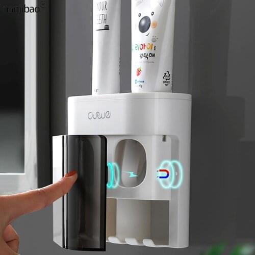 Multifunctional Automatic Toothpaste Squeezer Dust-Proof Toothbrush Holder With Magnetic Cover For Bathroom Accessories Set