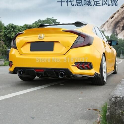 For Honda Civic Spoiler 2016-2018 TF ABS Plastic Rear Roof Spoiler Wing Trunk Lip Boot Cover Car Styling
