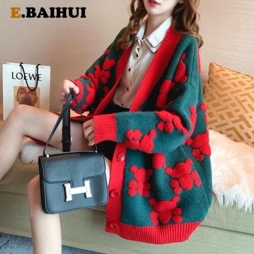 EBAIHUI 2020 Autumn Winter Women Cardigan Warm Knitted Sweater Jacket Pocket Fashion Knit Cardigans Coat Lady Loose Sweaters