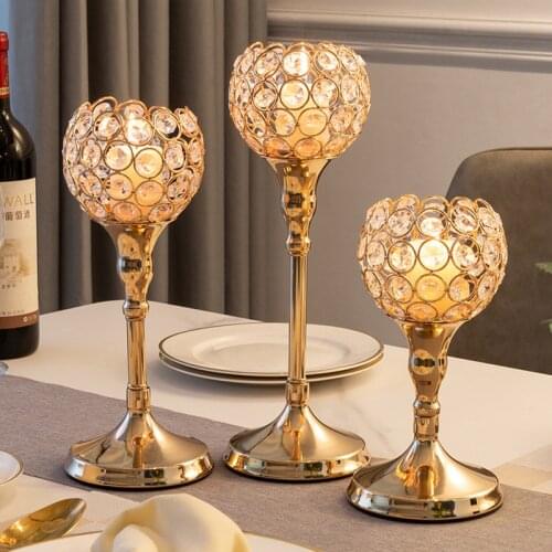 Creative Nordic Crystal Candle Holder Crafts Metal Candlestick Wedding Decoration Candle Accessory Desktop Candlesticks For Home