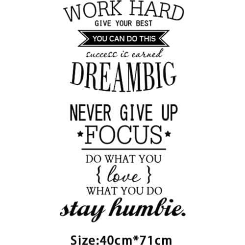 KUCADA work hard wall sicker for home decoration removable black wallpaper diy mural art decal living room decor WP3152