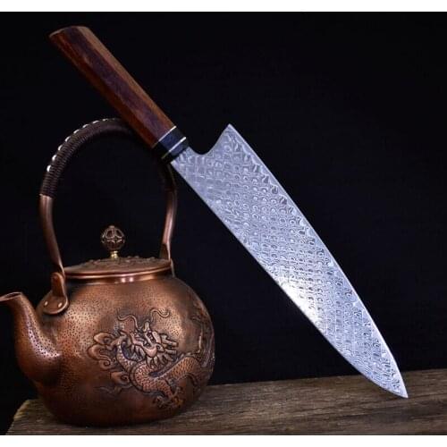 Longquan raw fish knife cooking knife Damasch leather steel kitchen knife 100 refined pattern steel fruit knife chef knife