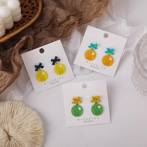 Cute Elegant Bow Cat Earring For Women Fashion Jewelry Accessories Lovely Animal Drop Ear Girl Student Good Gift 2021 New