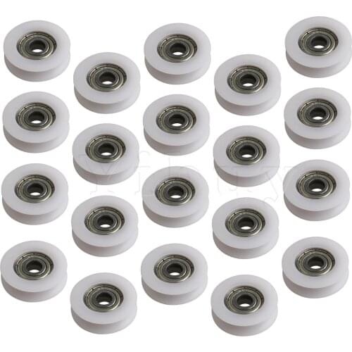 Mini Round Groove Bearings Guide Roller Pulley Wheel White Pack of 20