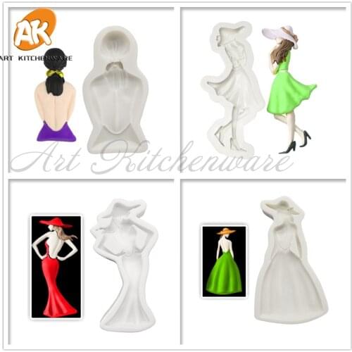 Fashion Lady Decorating Cake Molds Food Grade Silicone Mold Fondant Cake Decorating Tool Kitchen Baking Tool Chocolate Mould