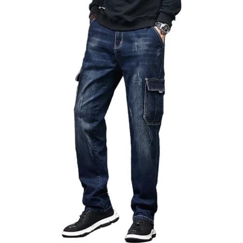 Trendy Hiphop Harem Jeans Men Casual Denim Pants Loose Baggy Trousers Streetwear Cargo Pants Men Clothing Plus Size 42 44 Jeans