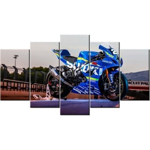 Modular Pictures Wall Art HD Prints 5 Pieces Suzuki GSX R1000R Motorcycle Canvas Painting Home Bedside Decor Poster