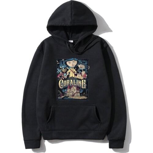 Tim Burton Neil Gaiman Nightmare Before Christmas Goth Dark Men Women Hoodie Coraline Print Hoodies Fashion Sweatshirt Swag