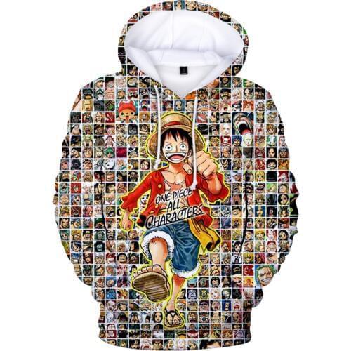 New 3D Anime One piece Hoodies Monkey D . Luffy Long Sleeve 3D Cartoon Romance Dawn Hoodie Men/women Pullovers Children Clothes
