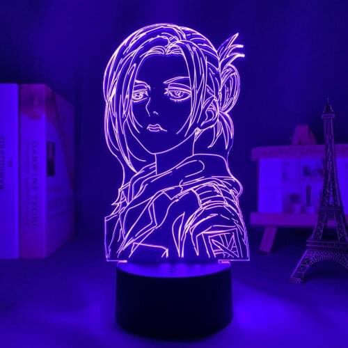 New Anime 3d Light Attack on Titan Annie Leonhart Lamp for Home Decor Birthday Gift Manga Attack on Titan LED Night Lamp Annie