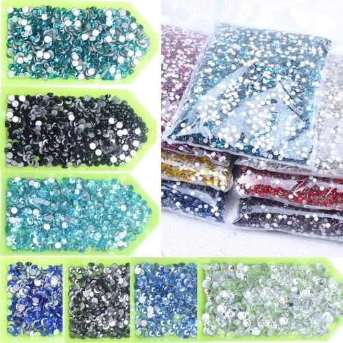 Bulk Bag ss4-ss30 Non Hotfix Crystal Rhinestones For Nails Art Decorations Round Flatback Glue On Glass Stones DIY Accessories