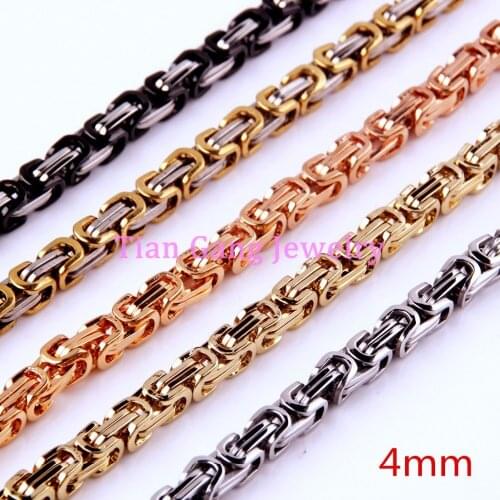 Multi-color 4mm Byzantine Stainless Steel Necklace Boys Mens Chain Necklace Fashion jewelry