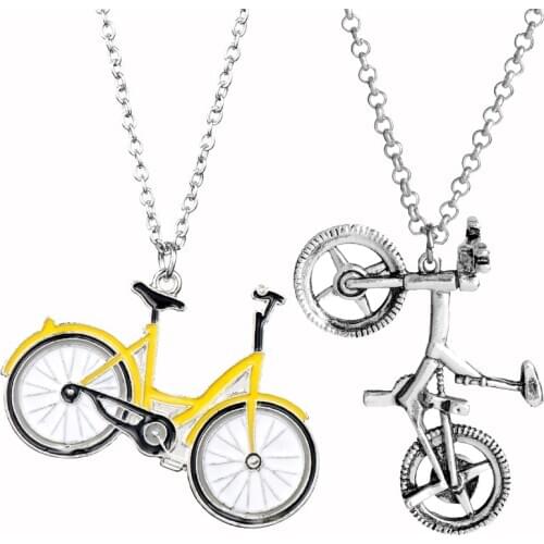 Enamel Viechle Necklace Classic OFO Bicycle Yellow Color Pendant Necklace Enviromental Traffic Tool Shape Jewel Gift for Friends