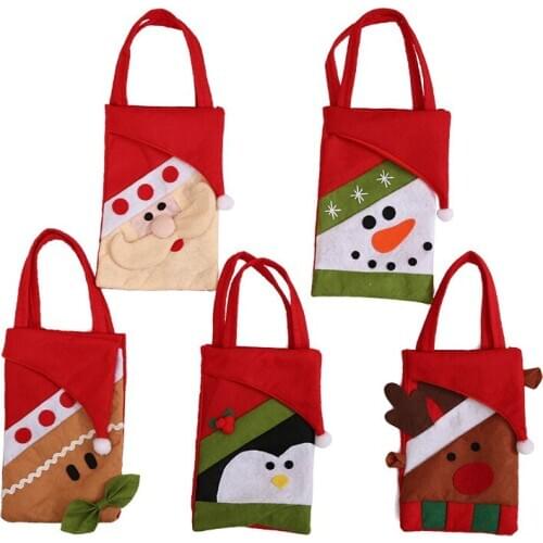 1Pcs Classic Fashion Christmas Theme Children Handbag Stockings Gift Holders Mini Christmas Eve Gift Bag Festive Party Supplies