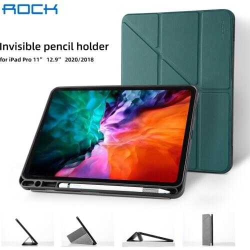 ROCK Rubber Case for iPad Pro 11 Cover Ultra Slim Smart Shock-Resistant Back Cover for iPad Pro 12.9 Folio with Pencil Holder