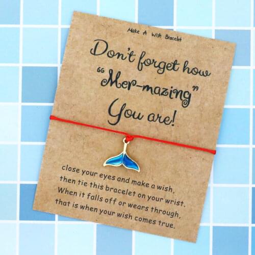 Mermaid Wish Bracelet Mermaid Fish Tail Friendship Bracelets Mermaid Jewellery for Women Men Friends Love Card Mermaid Gifts