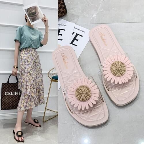 Women Summer Slippers Cute flower Flat Flip Flops Ladies Soft Slides Shoes Female Print Floral Bling Beach Casual Sandals