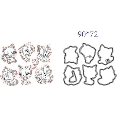 Cat Pattern Stamp And Metal Die Scrapbooking Alphabet Embossing Craft Making Silicone Transparent