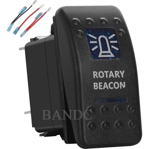 ROTARY BEACON 5Pins On-Off SPST Blue Led Toggle Switch for Car Marine Boat Yacht，12V/20A 24V/10A，Jumper Wires Set