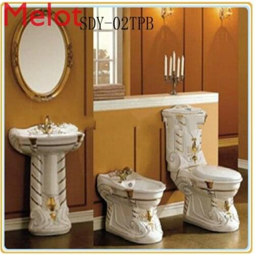 Hight quality toilet pedestal basin bidet ceramic color bathroom toilet bowl sanitary ware set