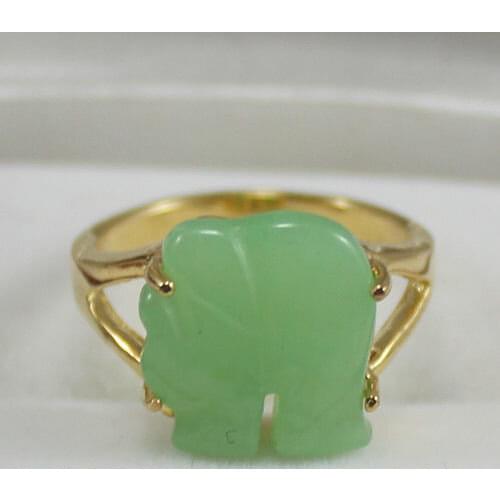 Beautiful jewelry 18kgp Light green elephant jewelry ring: 7-9