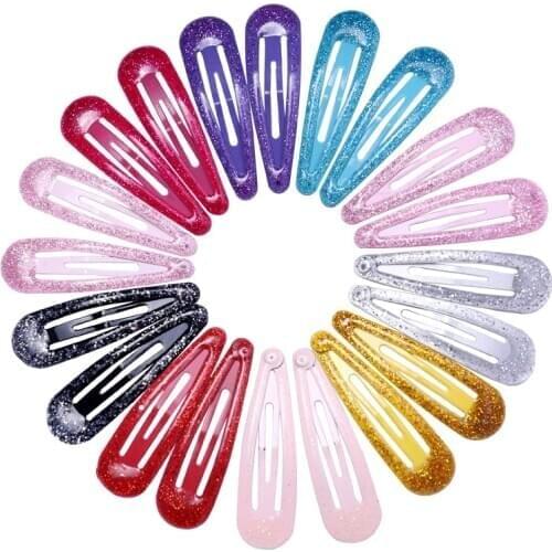 10/20pcs 5cm Baby Girls Cute Snap Hair Clip Women Hair Accessories Children Kids Color Glitter Hairpin Hair Pins Metal Barrette