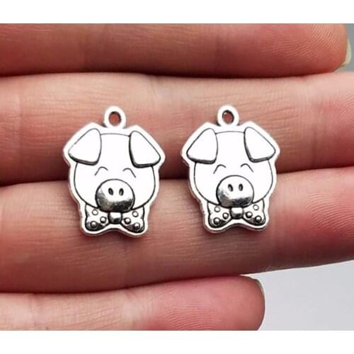 25pcs/lot--20x15mm, Antique Silver plated/bronze plated cute pig charms,DIY supplies, Jewelry accessories