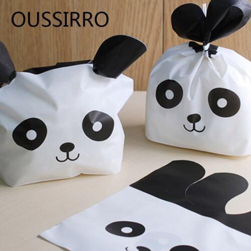 25Pcs Kawaii Panda Ear Bag Food Bag Candy Dessert Packing Bread Bags Cake Plastic Packaging Cookies Wedding Baking Gift Dag