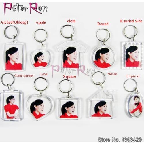 5 Keychains+10Bags of Stones (color Send Randomly) Diamond Painting Transparent Photo Picture Frame Split Rings Plastic Keychain