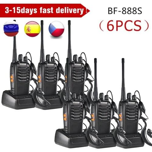 6PCS Baofeng BF 888S Walkie Talkie BF888S 5W Two-Way Radio 6km Portable CB Ham Radio Handheld FM Transceiver bf-888S Intercom