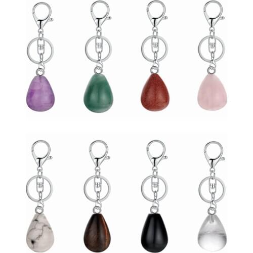 ASHMITA Women Waterdrop Stone Keychain Water Tear Drop Gem Pendant Key Chain for men Teardrop Crystal Jewelry Necklac