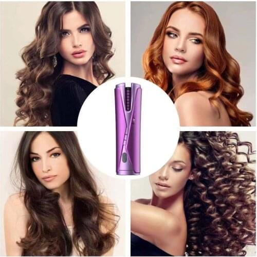 Wireless Automatic Magic Hair Curler Rechargeable Mini Travel Cordless Hair Curler LED Display Temperature Adjustable Machine