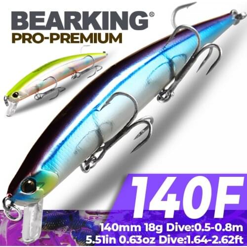 Bearking 1PCS slim-m58 Minnow Fishing Lure Laser Hard Artificial Bait 3D Eyes 14cm 18g Fishing Wobblers Crankbait Minnows