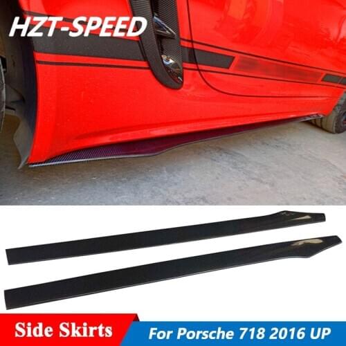 Carbon Fiber Side Skirts Extensions Lip For Porsche 718 Cayman Boxster Tuning 2016 Up